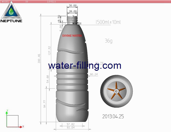 1500ml water bottle design by neptune machine 