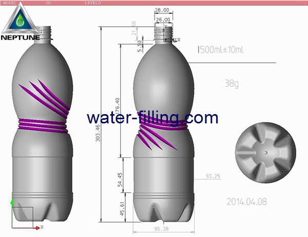 1500ml carbonated water bottle design by neptune machine 