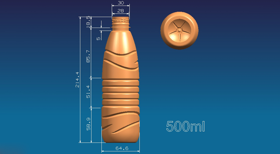 500ml bottle design for water bottling