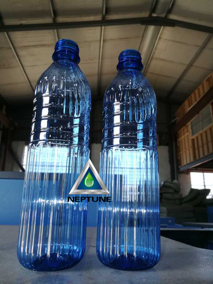 blue plastic pet mineral water bottle